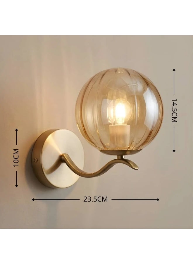 BAB Modern gold wall sconce with a gray glass ball - Image 5